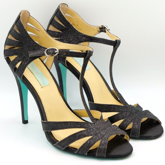 Betsey Johnson Glitter Black Heels size 8.5 Vintage Inspired 🙌🏻✨⏰💭🤝⌛️ - Picture 2 of 16